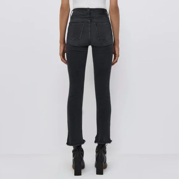 NWT $260 JONATHAN SIMKHAI RIVER STRAIGHT LEG DENIM HIGH RISE DARK STRETCH 25